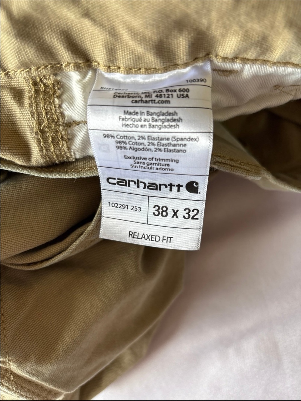 Carhartt Tan Relaxed Fit Workwear Cargo Pants - Picture 6 of 7